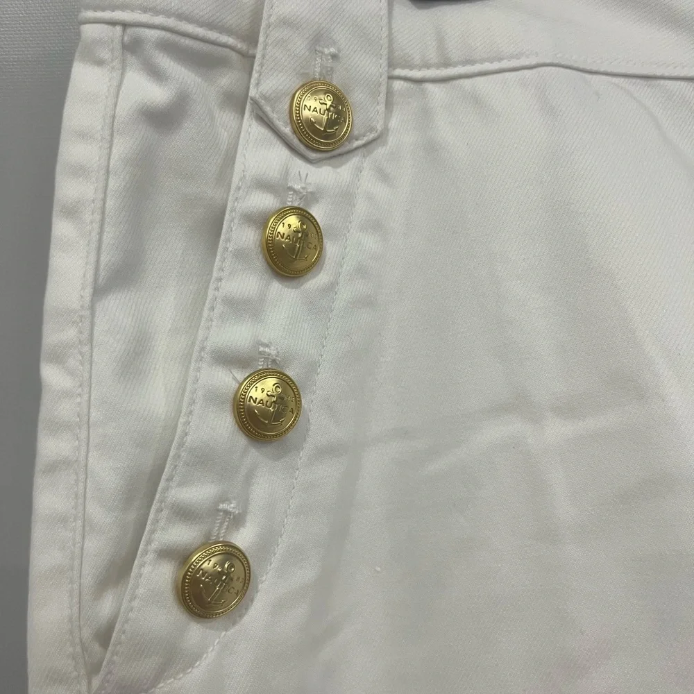 Nautica White women's mid-rise Short with Gold Buttons - Picture 2 of 5